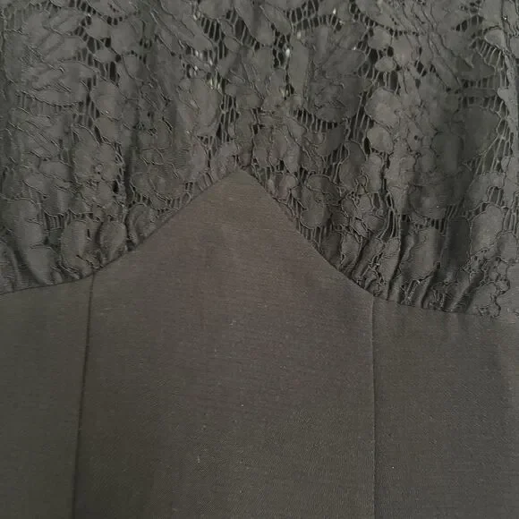 ASOS Mini Dress Black Sz 0 High Neck Skate Lace Insert & Lace Sleeves Stretch - Picture 16 of 16